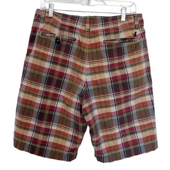 American‎ Eagle Madras Plaid Short Men's  Green & Tan 100% Cotton Inseam 10" - Picture 2 of 14